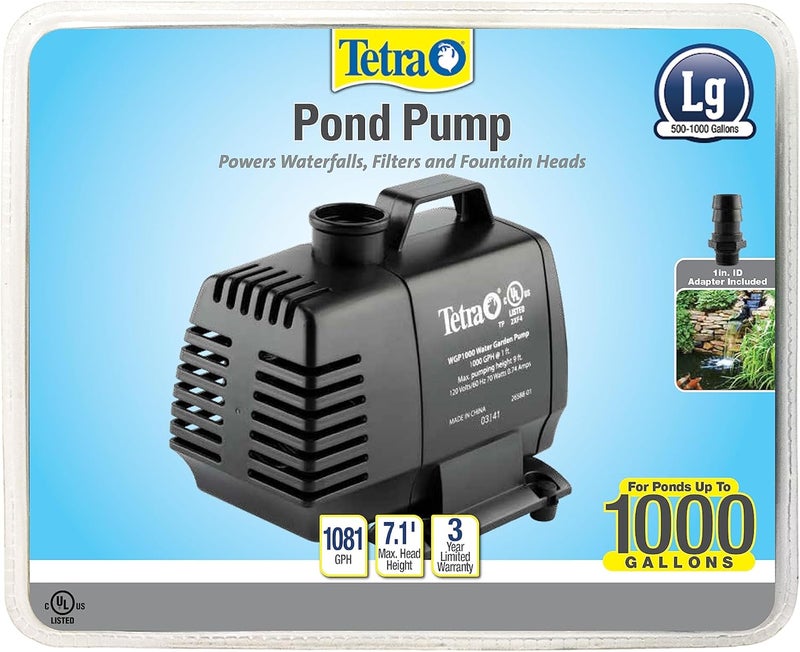 TetraPond Water Garden Pump for Ponds Up to 1000 Gallons - Powers Waterfalls, Filters, and Fountain Heads - Image 1