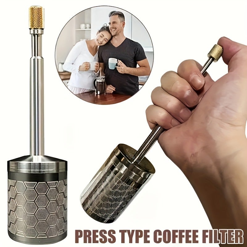 PETO 1 Piece Stainless Steel Manual Coffee Filter - Compact & Space-Saving, Durable French Press, Espresso Maker & Pour-Over Coffee Grounds Filter, Easy to Clean Fresh Coffee - Image 2