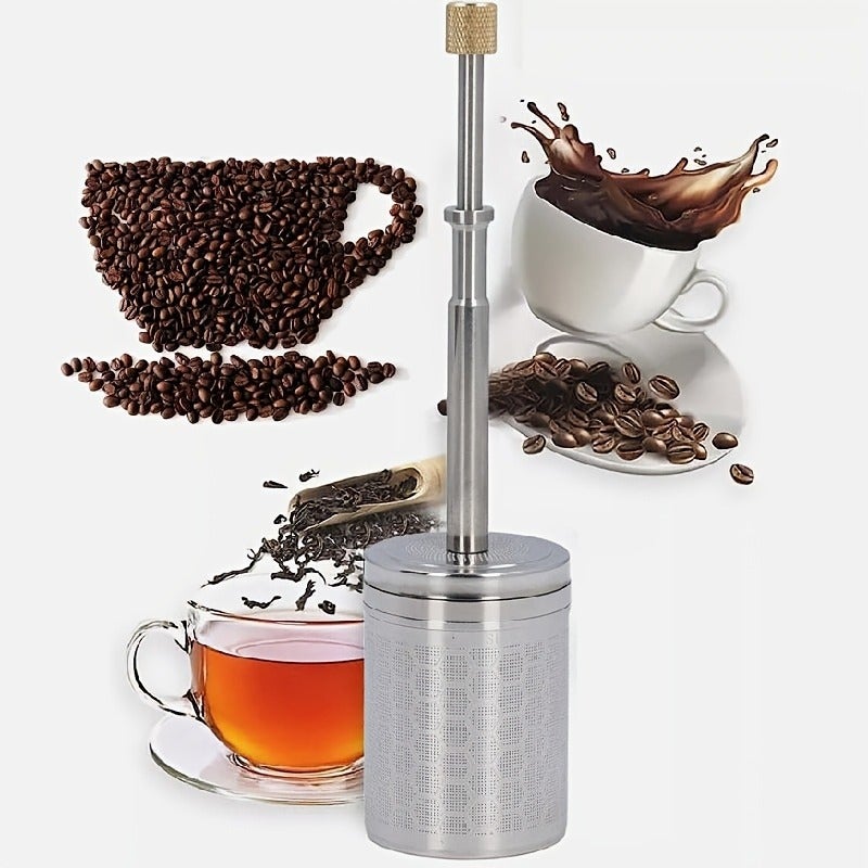 PETO 1 Piece Stainless Steel Manual Coffee Filter - Compact & Space-Saving, Durable French Press, Espresso Maker & Pour-Over Coffee Grounds Filter, Easy to Clean Fresh Coffee - Image 4