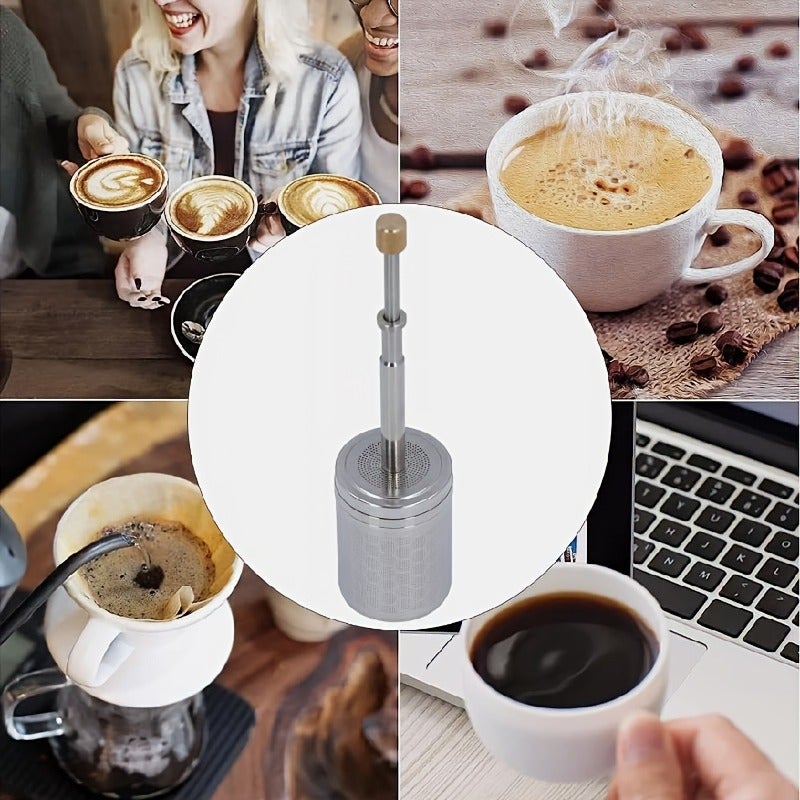 PETO 1 Piece Stainless Steel Manual Coffee Filter - Compact & Space-Saving, Durable French Press, Espresso Maker & Pour-Over Coffee Grounds Filter, Easy to Clean Fresh Coffee - Image 3