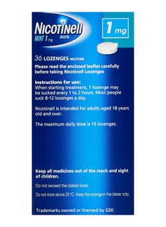 NICOTINELL Nicotinell Lozenge Fresh Mint Flavour, Sugar Free, Stop Smoking Aids, 1 Mg, 36 Pieces  - Image 2