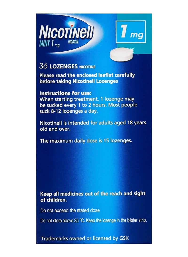 NICOTINELL Nicotinell Lozenge Fresh Mint Flavour, Sugar Free, Stop Smoking Aids, 1 Mg, 36 Pieces  - Image 2