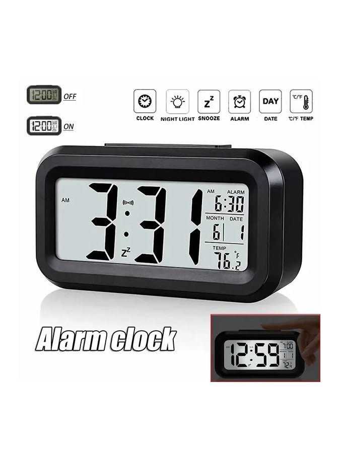 بريمو بلس ساعة منبه LED رقمية إلكترونية، تًظهر الحرارة والتقويم أسود - Image 2