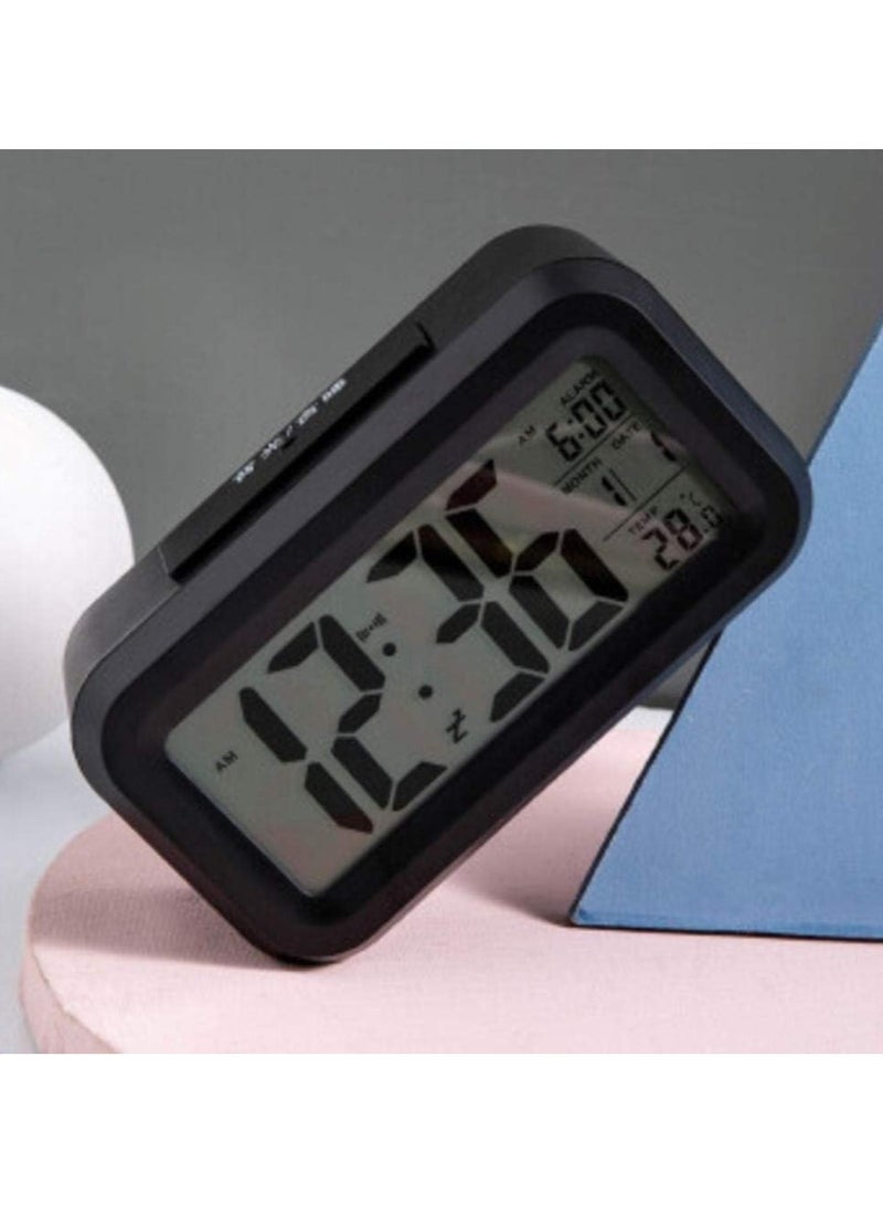 بريمو بلس ساعة منبه LED رقمية إلكترونية، تًظهر الحرارة والتقويم أسود - Image 4