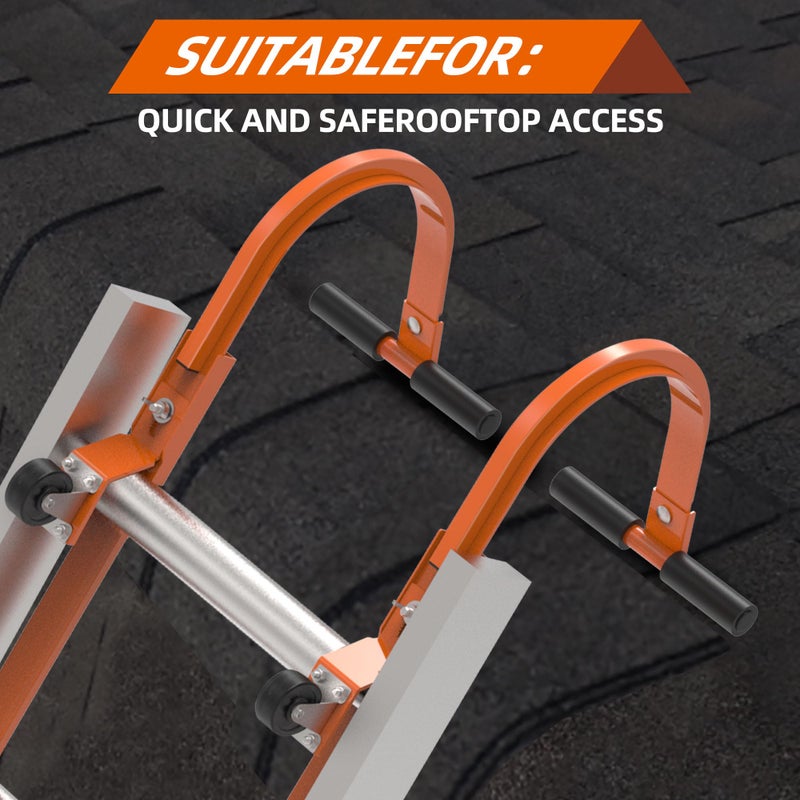ZWanPing 2 Pack Ladder Roof Hook With Wheel Heavy Duty Steel Ladder Stabilizer, Roof Ridge Extension, Rubber Grip T-Bar For Damage Prevention, 500 Lbs Weight Ratin, Fast & Easy To Access Steep Roofs(Patent) - Image 2