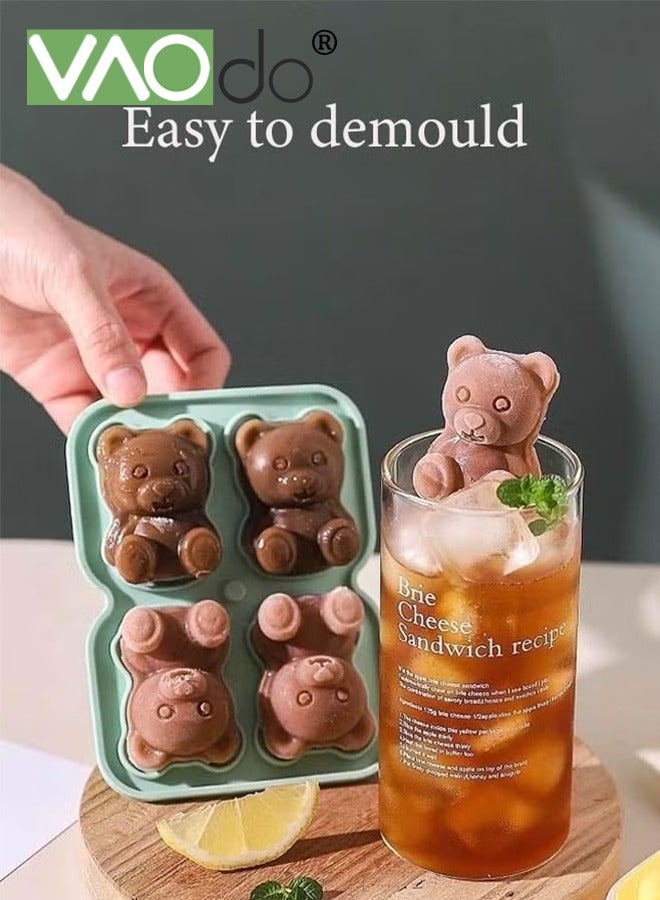 VAOdo 2PCS BPA Free Ice Cube,Reusable Easy to Demould DIY Bear Ice Molds,Trays Bear Shape Ice Maker for Ice Cream Coffee Milk Orange Juice Baby Food DIY Candle Mold - Image 2