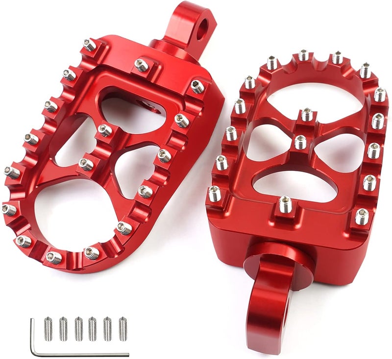 MDPROMCP CNC Motorcycle Wide Foot Pegs - Aluminum 360° Rotating Adjustable for Dyna, Fatboy, Iron 883, Sportster 883 (Red) - Image 1