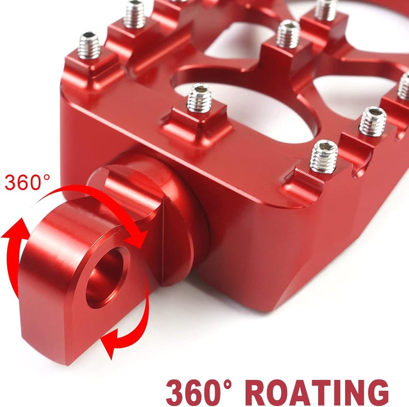 MDPROMCP CNC Motorcycle Wide Foot Pegs - Aluminum 360° Rotating Adjustable for Dyna, Fatboy, Iron 883, Sportster 883 (Red) - Image 2