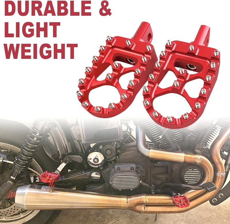 MDPROMCP CNC Motorcycle Wide Foot Pegs - Aluminum 360° Rotating Adjustable for Dyna, Fatboy, Iron 883, Sportster 883 (Red) - Image 5