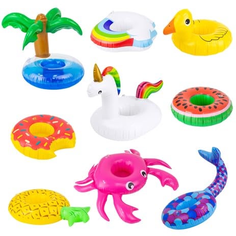UNICORN ELEMENT 9 Pcs Cute 115 Inch Girl Doll Swim Accessories Set Swimming Pool Floaties Party Ring Inflatable Drink Holder for 115 Girl Dolls Pool Toys - Image 1