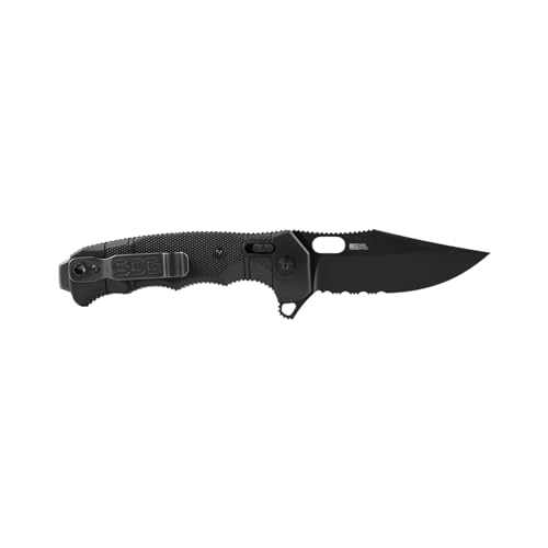 SOG Seal XR Partially Serrated Hard-Use Ambidextrous Pocket Tactical Folding Knife XR Lock CPM-S35VN Steel - Image 2