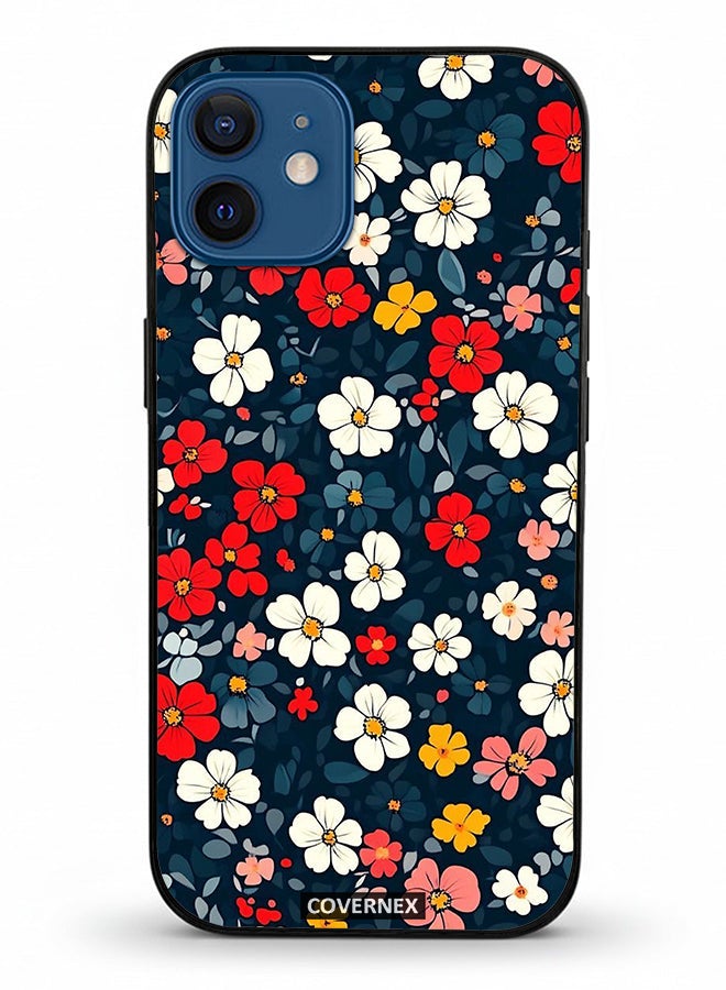 Covernex Apple iPhone 12 Protective Case Cover Printed Featuring Vibrant Meadow Floral Pattern - Image 2