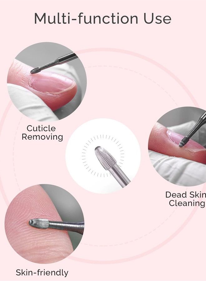 MelodySusie Cuticle Clean Nail Drill Bit 3/32'', Professional Safety Carbide Under Nail Cleaner Nail Bit for Cuticle Dead Skin Nail Prepare, Two Way Rotate, Manicure Nail Salon Supply(Silver, Fine) - Image 4