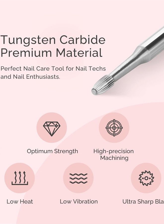 MelodySusie Cuticle Clean Nail Drill Bit 3/32'', Professional Safety Carbide Under Nail Cleaner Nail Bit for Cuticle Dead Skin Nail Prepare, Two Way Rotate, Manicure Nail Salon Supply(Silver, Fine) - Image 3