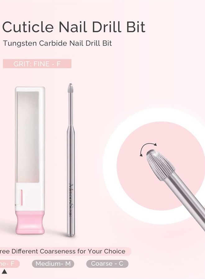 MelodySusie Cuticle Clean Nail Drill Bit 3/32'', Professional Safety Carbide Under Nail Cleaner Nail Bit for Cuticle Dead Skin Nail Prepare, Two Way Rotate, Manicure Nail Salon Supply(Silver, Fine) - Image 2