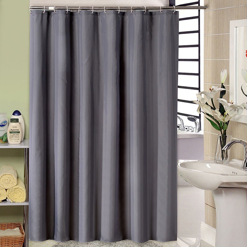 Thickened Polyester Plain Shower Curtain Dark gray 