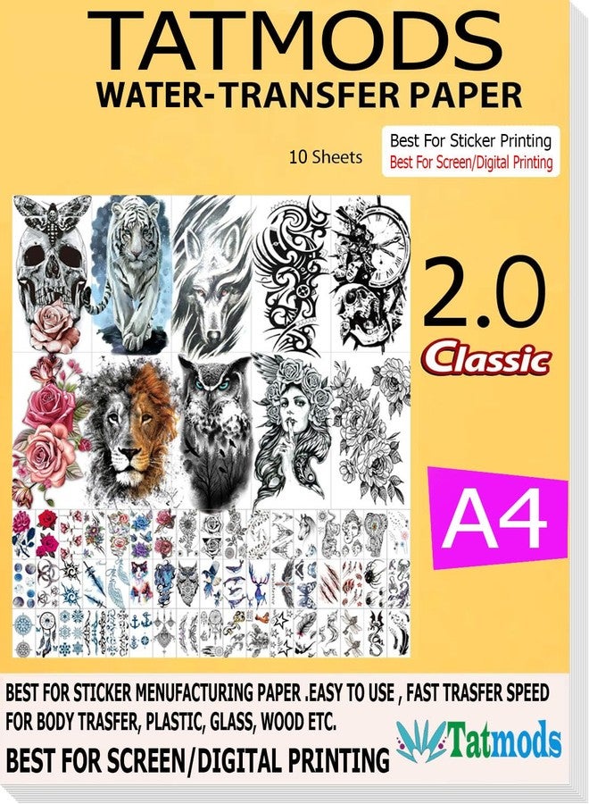 Tatmods Waterslide Decal Paper Classic 2.0 INKJET CLEAR 10 Sheets Premium Water-Slide Transfer Transparent, Printable, A4 Size - Image 1