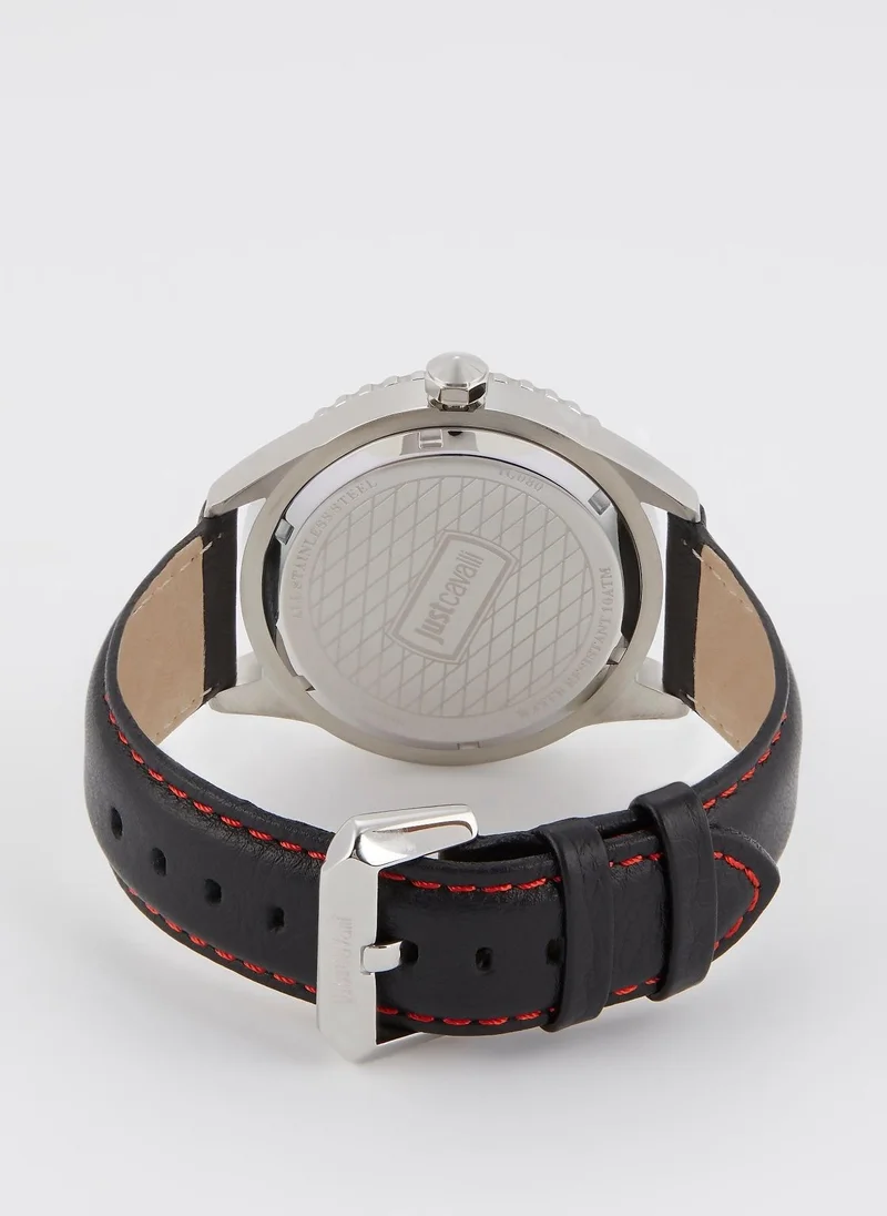 Just Cavalli  Audace Black Leather Band Watch  | Best Price UAE