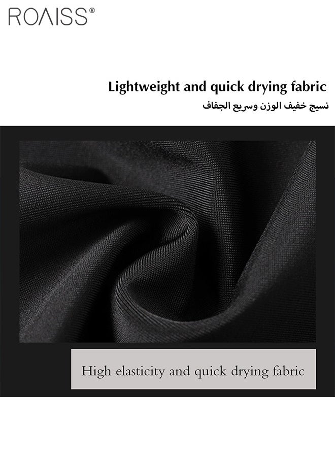 roaiss - Swim Trunks Men High Waist Men Casual Patchwork High Stretch Swim High Elasticity And Softness Shorts Swimming Pants - Image 1