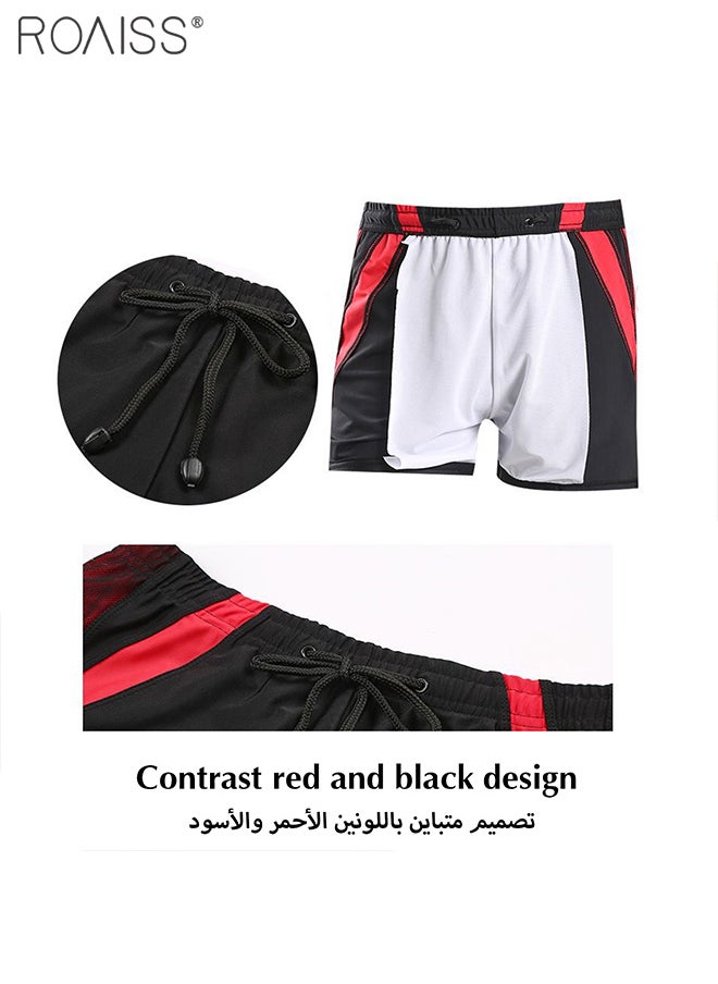 roaiss - Swim Trunks Men High Waist Men Casual Patchwork High Stretch Swim High Elasticity And Softness Shorts Swimming Pants - Image 1