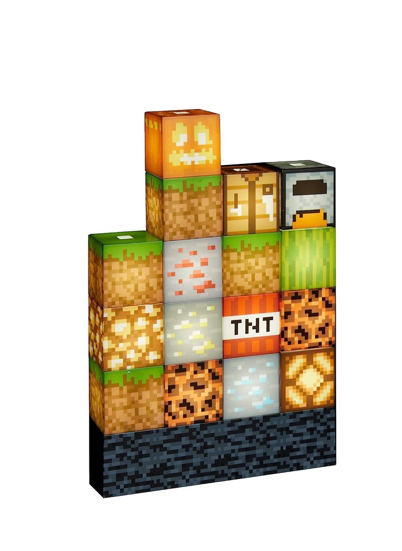 بي واي Paladone Minecraft Block Building Lamp16 كتل الإضاءة القابلة لإعادة الترتيب   إضاءة مزاجية لغرفة الأطفال متعددة الألوان  - Image 1
