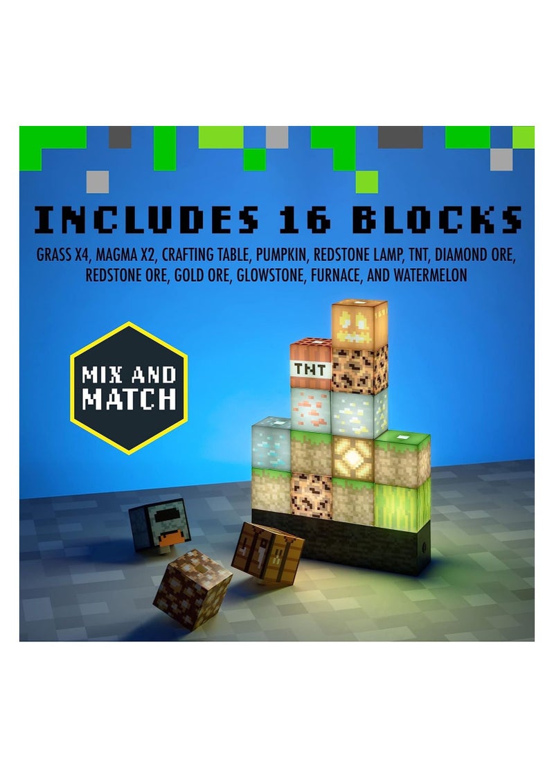 بي واي Paladone Minecraft Block Building Lamp16 كتل الإضاءة القابلة لإعادة الترتيب   إضاءة مزاجية لغرفة الأطفال متعددة الألوان  - Image 4