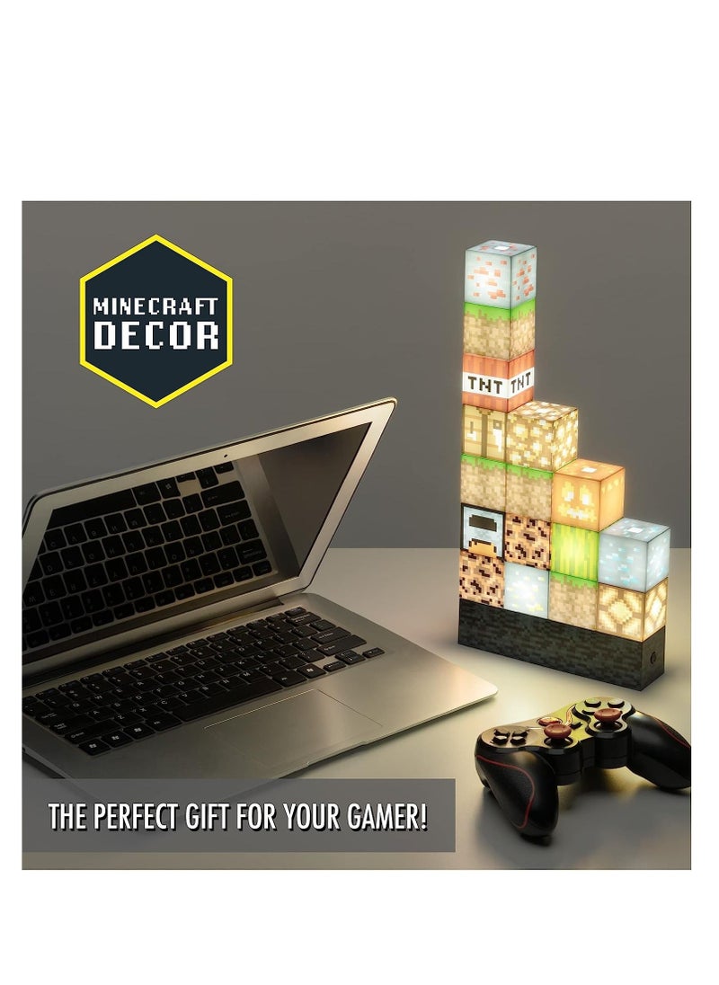 بي واي Paladone Minecraft Block Building Lamp16 كتل الإضاءة القابلة لإعادة الترتيب   إضاءة مزاجية لغرفة الأطفال متعددة الألوان  - Image 2