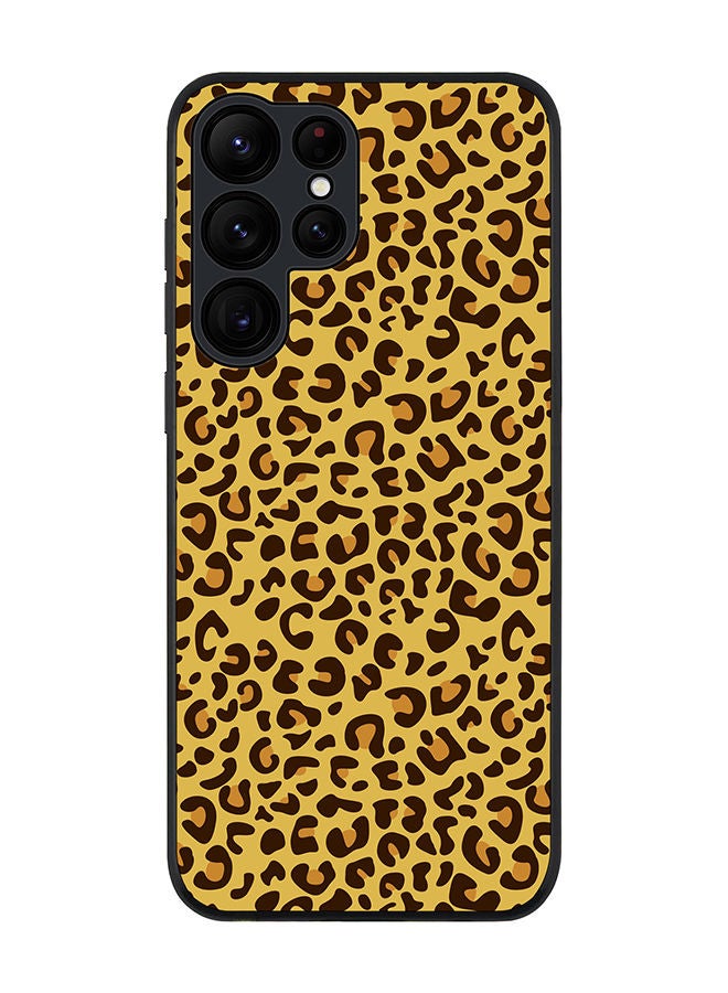 Stylizedd Rugged Black edge case for Samsung Galaxy S22 Ultra 5G Slim fit Soft Case Flexible Rubber Edges Anti Drop TPU Gel Thin Cover - Leopard Skin Print - Image 1