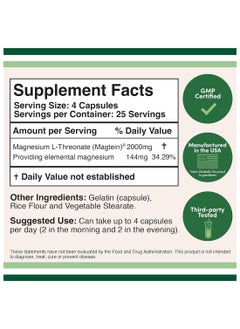 Double Wood Supplements Magnesium Lthreonate 100 X 2000 Mg Capsules  - Image 2