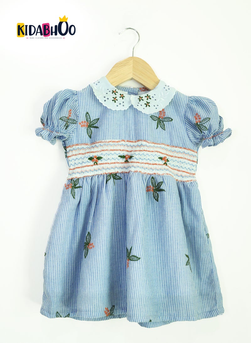 Kidabhoo Kids Smocked Dress for Girls - Embroidered Floral Bliss  - Image 1