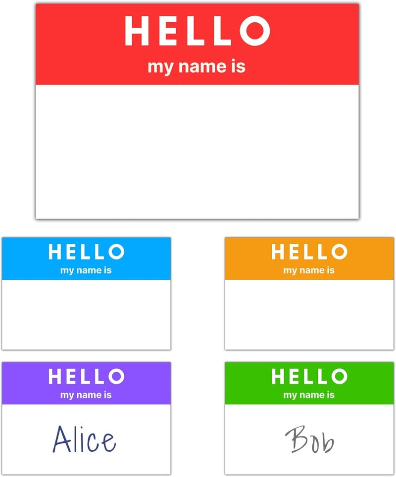 TownStix 500 Pack - Hello My Name is Stickers, Name Tags Stickers Labels - 3" x 2", 5 Colors - Image 1