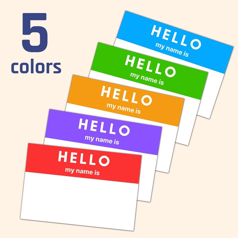 TownStix 500 Pack - Hello My Name is Stickers, Name Tags Stickers Labels - 3" x 2", 5 Colors - Image 4