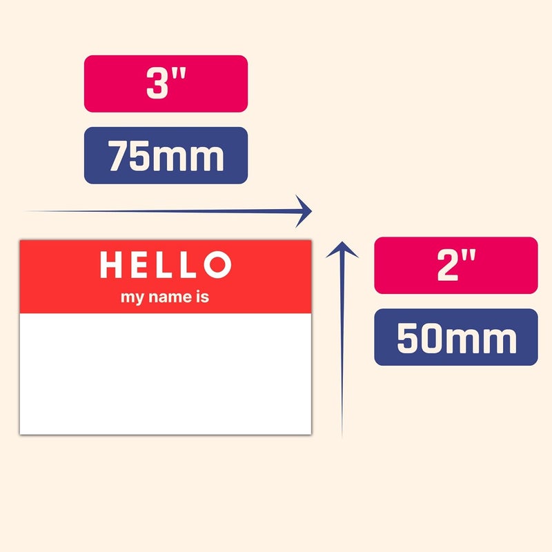 TownStix 500 Pack - Hello My Name is Stickers, Name Tags Stickers Labels - 3" x 2", 5 Colors - Image 2
