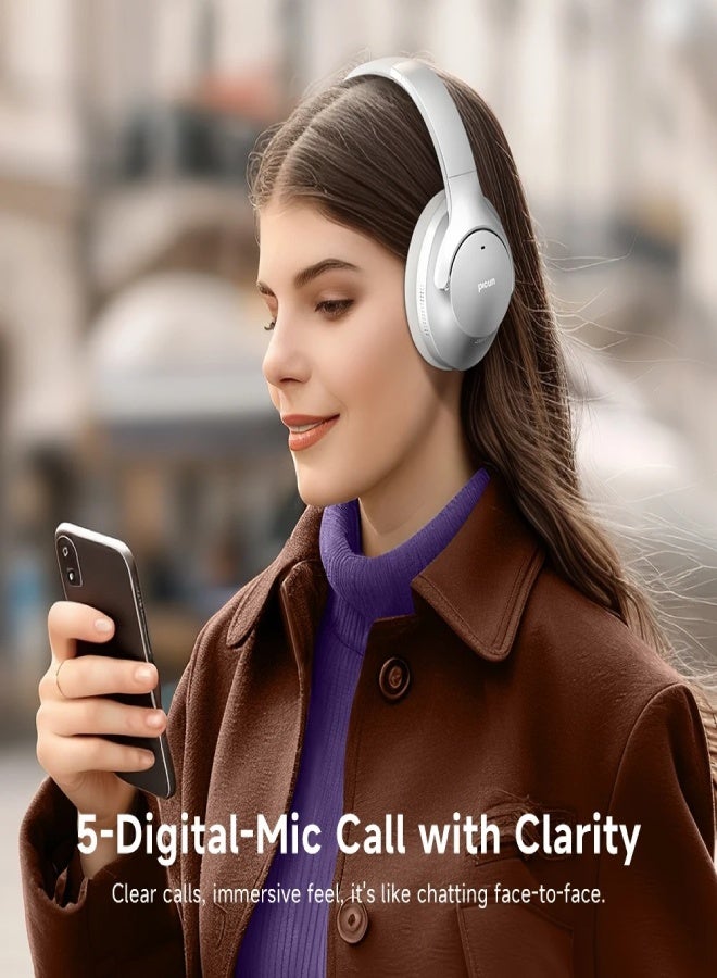 Picun ANC-05MAX Wireless Headphones – 48dB ANC Noise Cancelling, 3D Spatial Audio, Bluetooth 5.4, 100H Battery, ENC Mic, Foldable, Hi-Res Audio, App Control , Silver - Image 5
