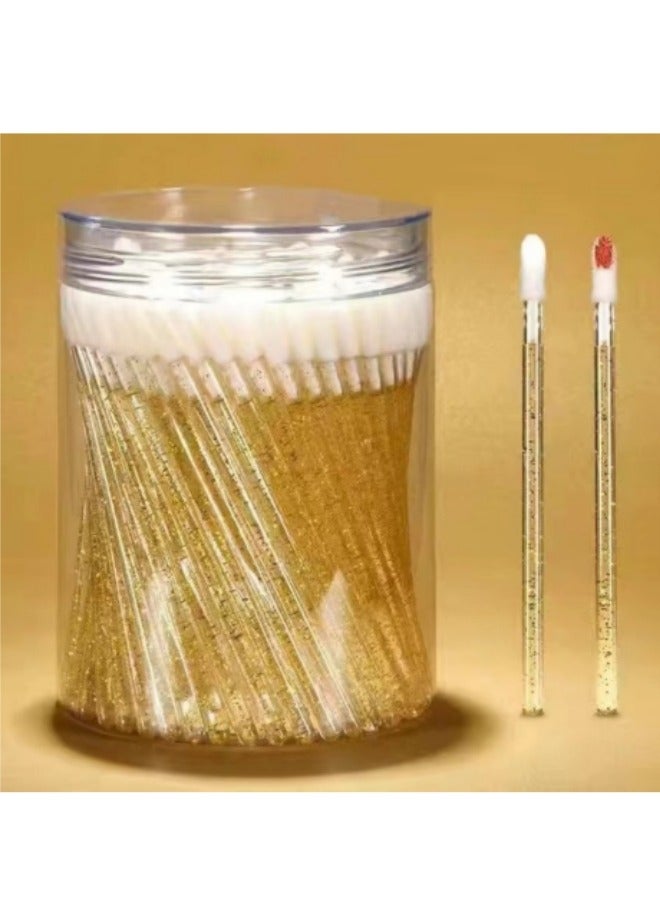 100 Pieces Disposable Lip Gloss Stick Portable  Lipstick Flocked Soft Hair Makeup Lip Liner Brush - Image 1