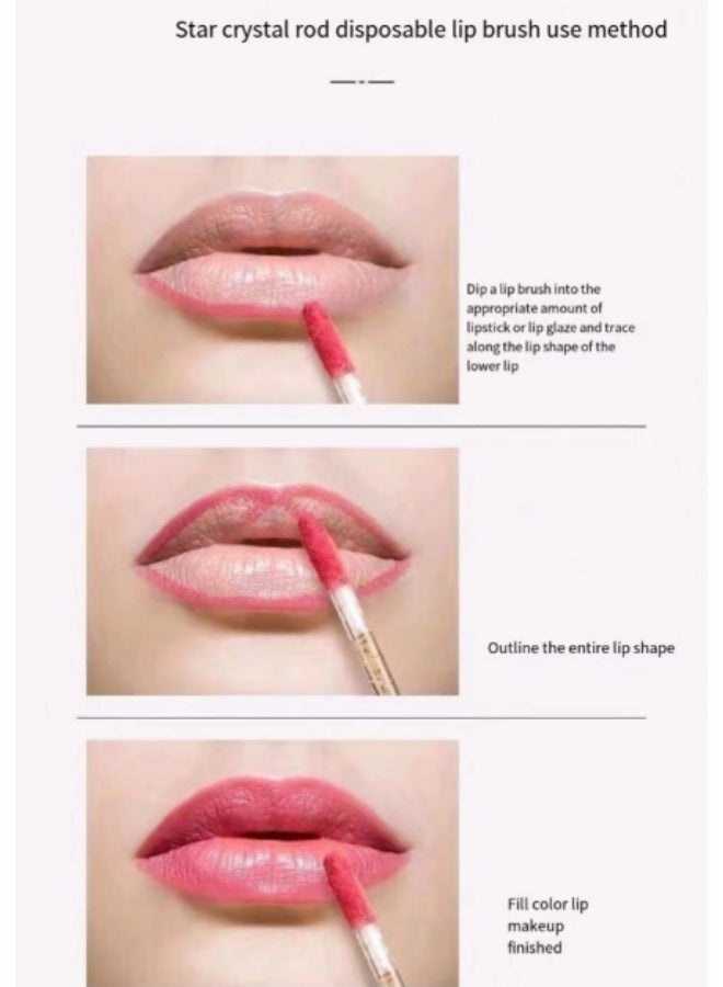 100 Pieces Disposable Lip Gloss Stick Portable  Lipstick Flocked Soft Hair Makeup Lip Liner Brush - Image 5