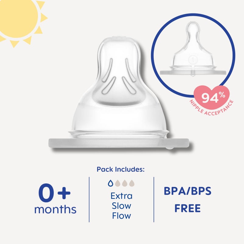 MAM Bottle Nipples Extra Slow Flow Nipple Size 0, for Newborn Babies and Older, SkinSoft Silicone Nipples for Baby Bottles, Fits All MAM Bottles, 4 Count (Pack of 1) - Image 2