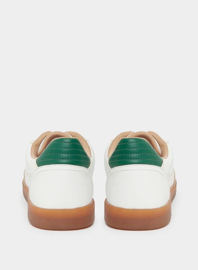 Styli Men White Cut and Sew Panel Sneakers - Image 4