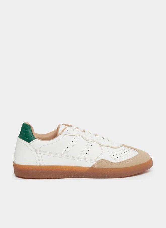Styli Men White Cut and Sew Panel Sneakers - Image 1