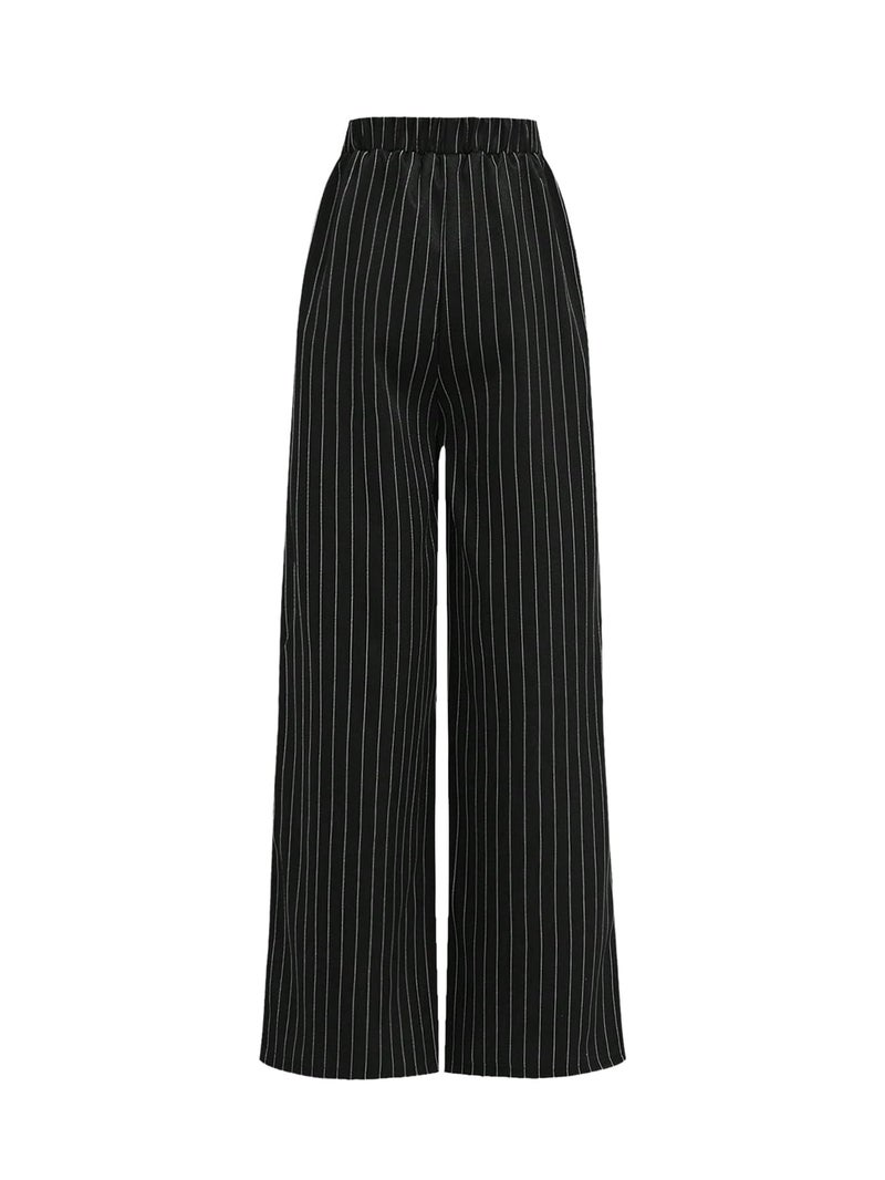 Floerns Girl's 2 Piece Outfits Elegant Striped Sleeveless Suit Vest & Long Elastic Casual Pants Set Black and White 11Y - Image 5