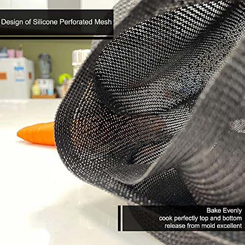 Baker Boutique Hamburger Bun Pan, Mesh Silicone Hamburger Bun Mold, Non Stick Baking Pan for Making Buns, Great Perforated Bakery Molds for Gluten Free Buns(8 loaf, 17.1X12.2X0.59 inch) - Image 4