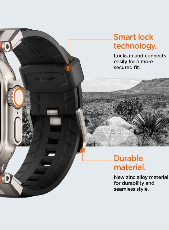 NIBEMINENT DuraPro Armor band for Apple Watch Ultra 2 / Ultra 49mm, Series 9/8/SE2/7/6/SE/5/4/3/2/1 45mm/44mm/42mm Durable Metal Connector Band - PU Leather Black  - Image 4