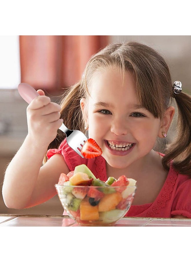 Pimoys Pimoys 6 Pieces Toddler Forks Baby Forks for Self Feeding, Kids Forks with Round Handle, Stainless Steel Toddler Utensils Children's Safe Silverware Set BPA Free, Dishwasher Safe  - Image 5