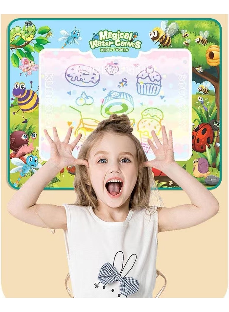 Water Doodle Magic Mat,Larger 100x80cm Water Drawing Painting Pad Educational Toys Birthday Gift for Kids - Forest Insects  - Image 1