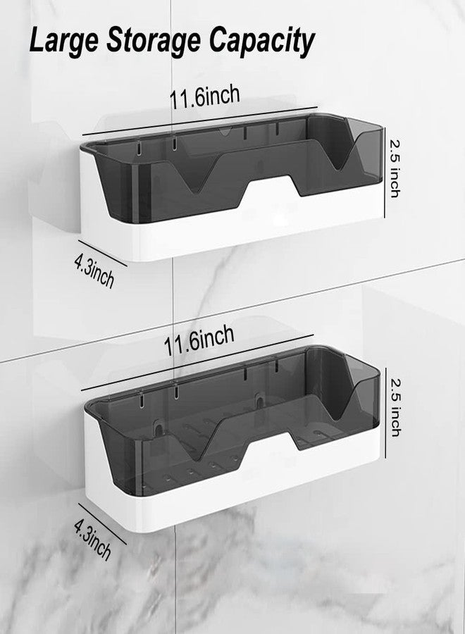 POXEFLIP Bathroom Shelves, No Drilling Bathroom Shelves, Shower Shelf, Plastic Baskets, Wall Mounted Shower Caddy for Kitchens and Bathrooms - Image 4
