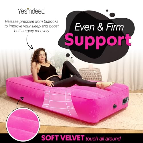 YESINDEED Upgraded BBL Bed with Hole, Inflatable Brazilian Butt Lift Mattress for Post Surgery Recovery - Waterproof Velvet Touch Top Comfortable & Supportive - Carrying Bag and with Built-in Pump - Image 3