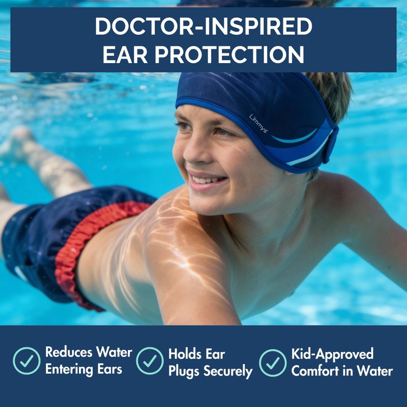 Limmys Swimming Headband for Kids & Adults â€“ Doctor-Inspired Ear Protection, Reinforced Elastic Neoprene Band, Latex-Free Child-Safe Materials, Non-Slip Comfort, Holds Earplugs Securely - Image 2