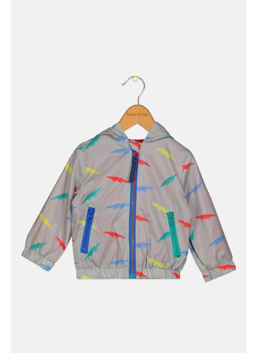 Andy & Evan Toddlers Boy Graphic Print Hooded Jacket, Multicolor  - Image 1
