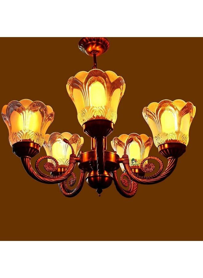 Weldecor Antique Brass Chandelier for Living Room - Elegant Jhoomer Pendant Lamp, Ceiling Decorative Fixture (Golden Brown) - Image 1