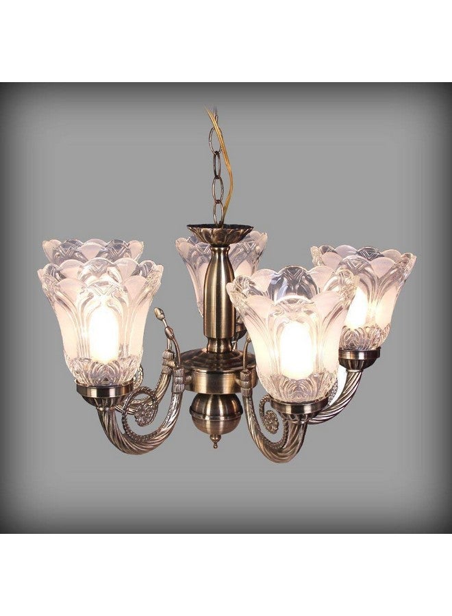 Weldecor Antique Brass Chandelier for Living Room - Elegant Jhoomer Pendant Lamp, Ceiling Decorative Fixture (Golden Brown) - Image 3